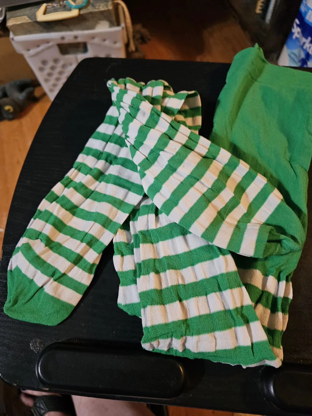 Green And White Striped Tights